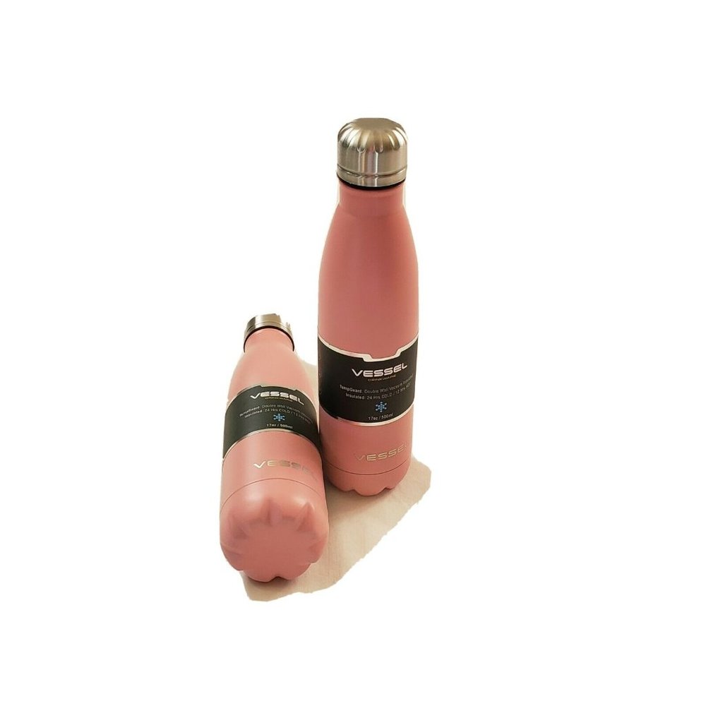 2 x Vessel Drinkware 17oz  Pink Stainless Bottle Stays Cold 24 hrs/Hot 12 hrs